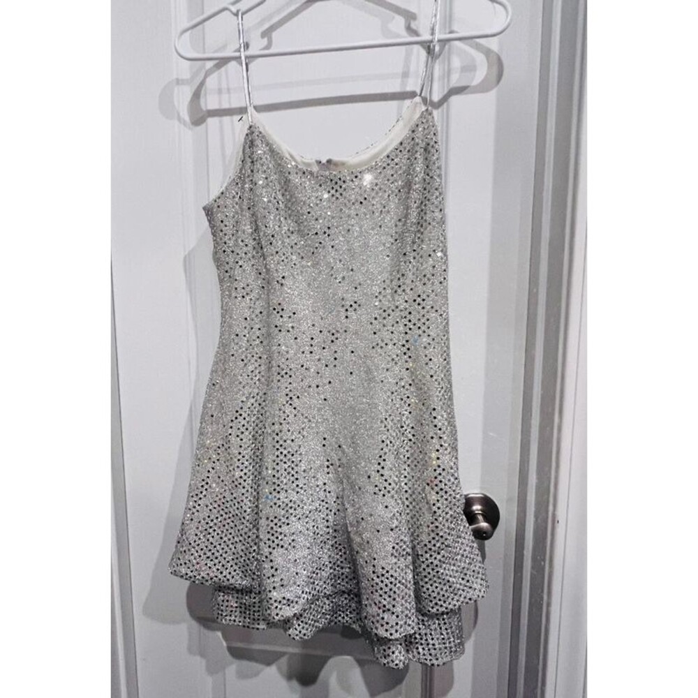 Maurices Silver Sequin Fit & Flare Party Dress Size 7/8